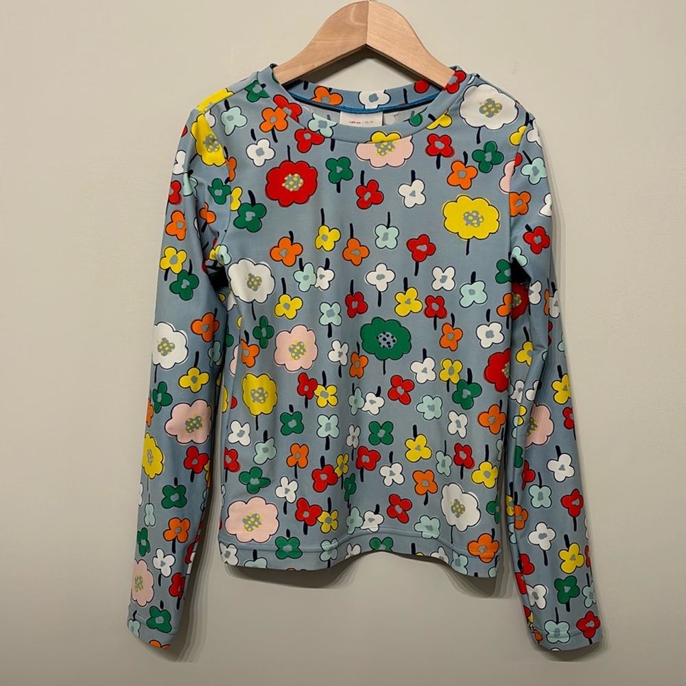 Hanna Andersson Girls Floral Rash Guard Size 10